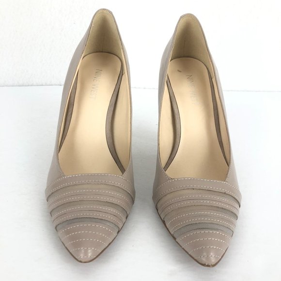 Nine West Women's 7.5M Balder Grey Brown Pointed Toe Leather High Heel Pumps - Picture 5 of 11